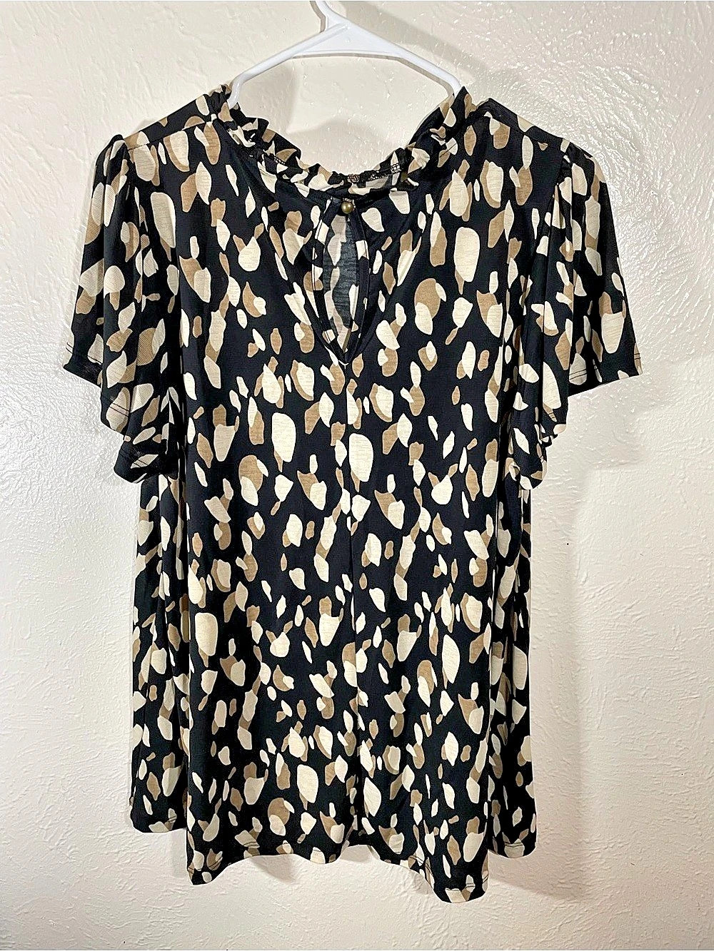 MTS Print Blouse in Black & Beige Large